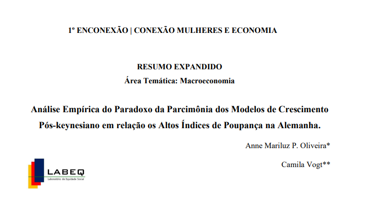 Análise empírica do Paradoxo da Parcimônia dos modelos de crescimento pós-keynesiano em relação os altos índices de poupança na Alemanha.